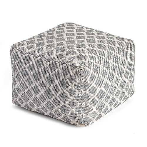 Anji Mountain Pouf Ottoman Foot Rest, Handmade Ottoman Pouf, Comfortable Foot Stool, Decorative Floor Seating for Living Room Decor, Bedroom & Home Décor Accent - South Grand Gray - 22"D x 22"W x 16"H - color: South Grand Gray, size: 22"D x 22"W x 16"H