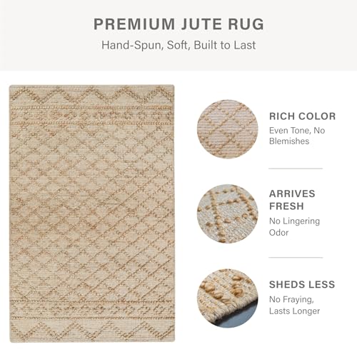 Homespice Nira Brown Diamond Jute Runner Rug 2x6' - Thick & Firm Premium Handmade Geometric Runner Rug for Hallway and Kitchen, Lays Flat, Won't Fray or Shed, Diamond Trellis Pattern - color: Nira, size: 2' x 6' (Rectangular)