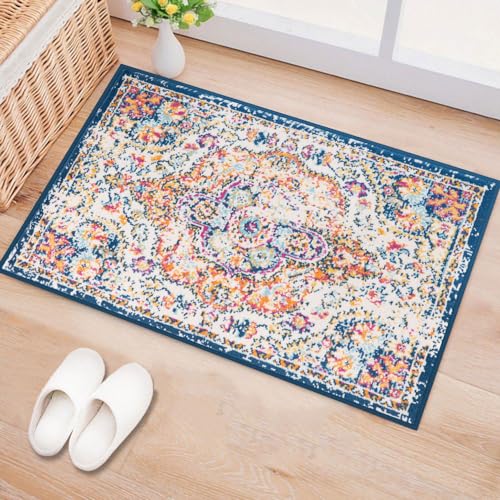 Rugshop Vintage Distressed Bohemian Area Rug for Living Room, Bedroom, Dining Room, Entryway, Office – Vibrant Multi-Color Tribal Design, 2' x 3' - color: Multi Color, size: 2' x 3' (Rectangular)