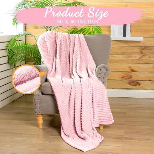 Buryeah 12 Pcs Flannel Throw Blanket Bulk 50 x 60 in Sleepover Blanket Outdoor Wedding Throw Lightweight, Oeko-tex Standard 100 Certified for Sofa Homeless Gifts (Light Pink) - color: Light Pink