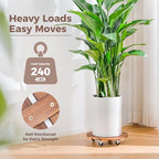 Bamworld Plant Stand Outdoor Rolling Tray Plant Caddy with Wheels 12in Plant Caster with Wheels Planter Caddy Flower Cart Plant Dolly for Heavy Duty Large Plants Plant Rollers (2 Pack ) - size: 12inch-2 pack