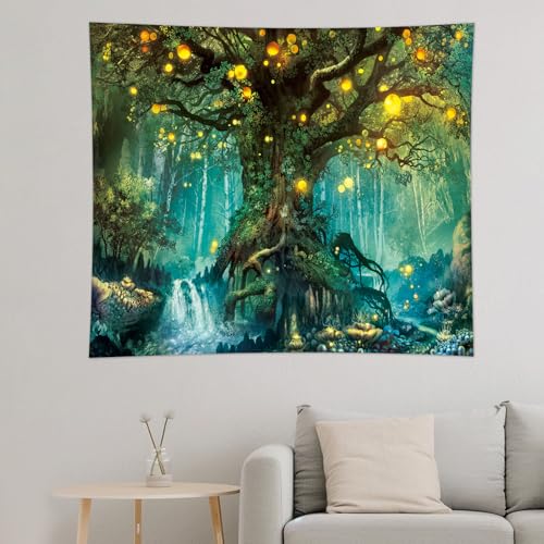 Jungle Tree Tapestry Wall Hanging for Bedroom Living Room Large Nature Forest Decor - color: Dream Forest02, size: 59.1"L x 51.2"W