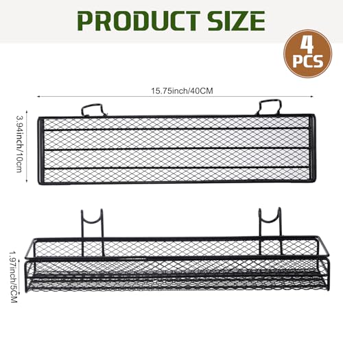 4 Pcs Metal Wire Mesh Basket for Gridwall Black Hanging Wire Mesh Basket with Hook Wall Mounted Organizer for Home Wall Display (Small) - size: Small