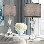 Gray Drum Lamp Shades Medium 13" Top x 13" Bottom x 10" High (Spider) Traditional Lampshades for Table Lamp & Bedside Lamp - Assembly Required - Modern Lamp Shade By GO&SO - color: Grey, size: 13*13*10 inch-1 Pack