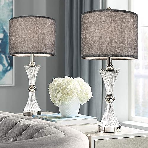 Gray Drum Lamp Shades Medium 13" Top x 13" Bottom x 10" High (Spider) Traditional Lampshades for Table Lamp & Bedside Lamp - Assembly Required - Modern Lamp Shade By GO&SO - color: Grey, size: 13*13*10 inch-1 Pack