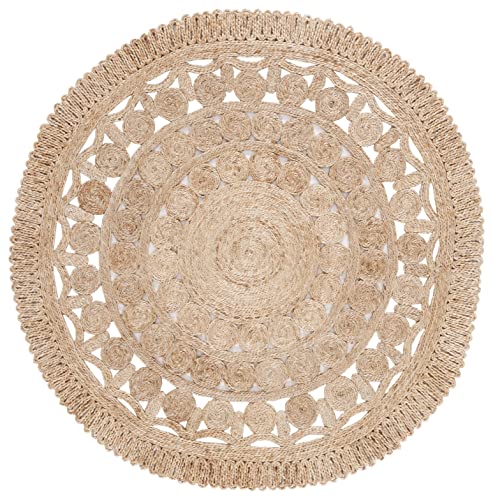 SAFAVIEH Natural Fiber Collection Area Rug - 5' Round, Natural, Farmhouse Jute Design, Ideal for High Traffic Areas in Living Room, Bedroom (NF174A) - color: Natural, size: 5' (Round)