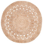 SAFAVIEH Natural Fiber Collection Area Rug - 5' Round, Natural, Farmhouse Jute Design, Ideal for High Traffic Areas in Living Room, Bedroom (NF174A) - color: Natural, size: 5' (Round)