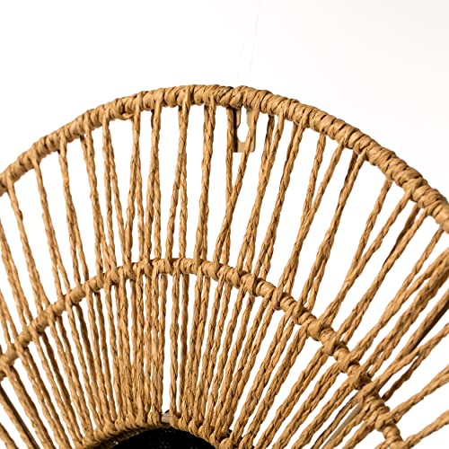 Vintiquewise Decorative Woven Paper Rope Round Shape Bamboo Wood Modern Hanging Wall Mirror - size: 2"L x 19"W