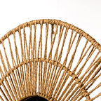 Vintiquewise Decorative Woven Paper Rope Round Shape Bamboo Wood Modern Hanging Wall Mirror - size: 2"L x 19"W