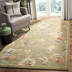 SAFAVIEH Blossom Collection 5' x 8' Green/Multi BLM785A Handmade Floral Premium Wool Area Rug - size: 5' x 8' (Rectangular)
