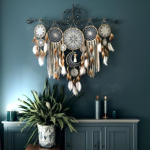 5 Pack Bohemian Ornaments,Dreamcatcher Gift Boho Native American Decor, Handmade Dreamcatcher for Girls, Boys, Adults, Kids Room,Witchy Gifts (Camel) - color: Camel
