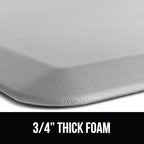 GORILLA GRIP Comfortable Cushioned Kitchen Mats for Floor, Waterproof and Stain Resistant Soft Top, 3/4 Inch Thick Ergonomic Standing Desk Anti Fatigue Mat, Foam Supports Feet, 17x24, Light Gray