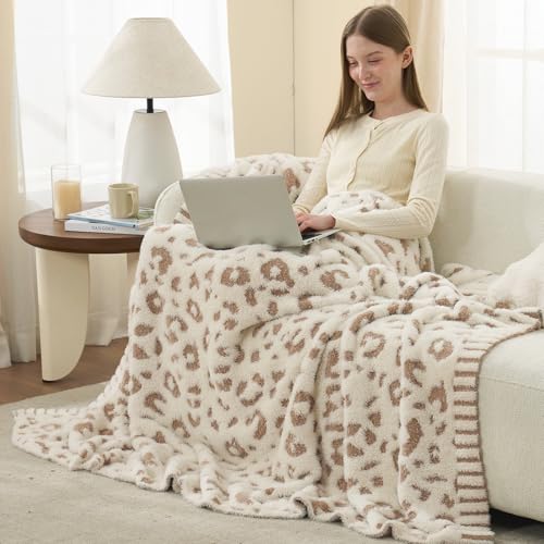 Snuggle Sac Leopard Luxury Faux Fur Throw Blanket for Couch,Ultra Soft Cozy Plush Fluffy Blanket for Sofa Bedroom Living Room,Beige Leopard,50x60 inches - color: Beige Leopard, size: Throw(50"x60")