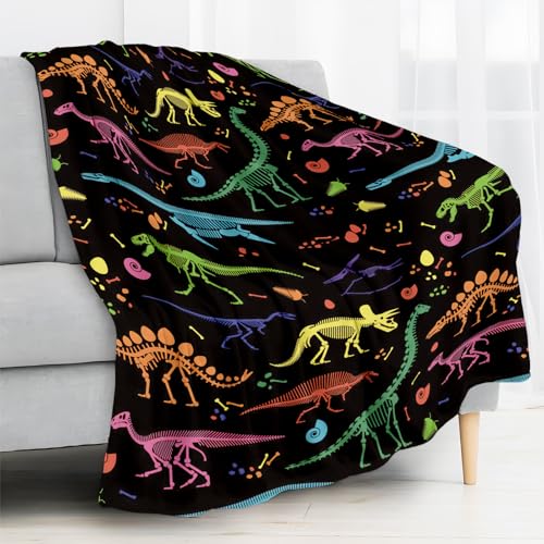 Throw Blanket for Couch, 300GSM Warm Soft Cozy Flannel Blanket, Cute Blanket for All Seasons Bedroom Home Decor Gifts, Colorful Dinosaurs 50x60 Inches - color: Colorful Dinosaurs