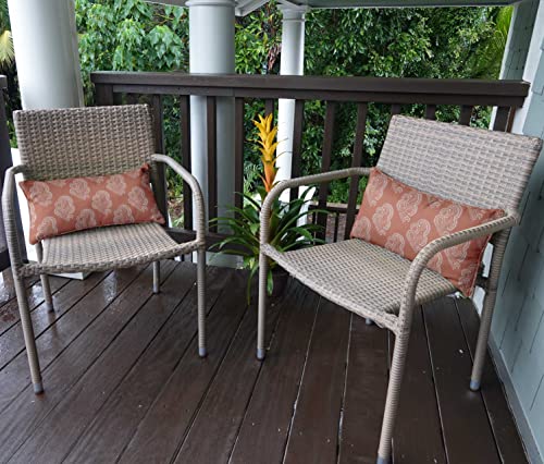Indoor/Outdoor Polyester Fabric Lumbar Pillow Cover, All-Weather Waterproof Rectangular Cushion Case for Patio Furniture, 12 x 18 Set of 2 - Block-79 - color: Peach3, size: 18" x 12" (Pack of 2)