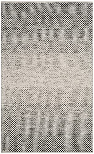 SAFAVIEH Montauk Collection Accent Rug - 4' x 6', Black & Ivory, Handmade Cotton, Ideal for High Traffic Areas in Entryway, Living Room, Bedroom (MTK601A)