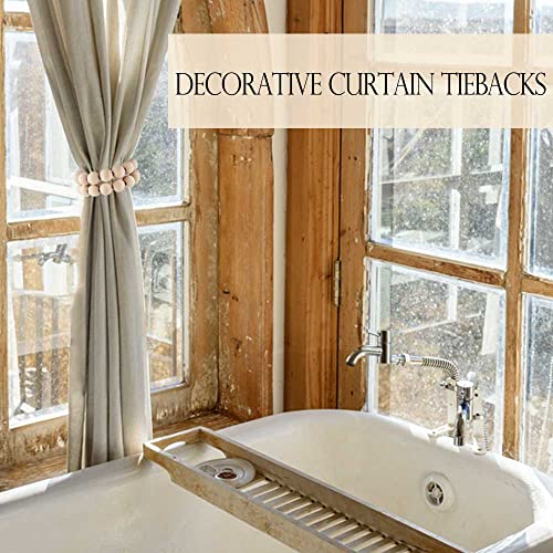 Magnetic Curtain Tiebacks Boho Beaded: Strong Magnets, Boho Decor Wood Bead Curtain Tiebacks, Farmhouse Decor Curtain Tie Backs for Curtain Holdbacks, Baby Nursery Decor, Natural, 2 Pack - color: Natural