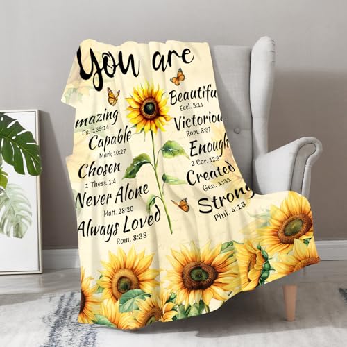 Aimego Sunflower Blanket Gifts for Women Girls Mom Sister Wife Daughter Positive Healing Inspirational Cozy Bed Couch Decor Plush Birthday Christmas Lightweight Throw 50"x60" - color: Sunflower