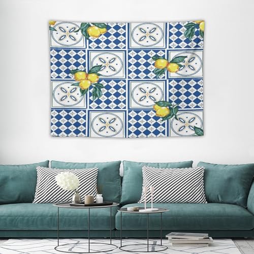 Bohemian Lemon Tapestry, Lemon Fruit Green Leaves Retro Theme Tapestries Home Decor for Living Room Bedroom Decoration 40in Wx30in H (102×76cm) - color: Bohemian Tapestry-20, size: 40in"Wx30in"H (102×76cm)