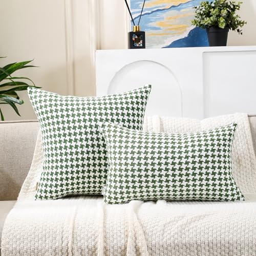 Perfect Combination of Green and White Throw Pillows, Exquisite Windmill Texture Pattern, is The Choice to Decorate The Farmhouse Living Room Sofa to Enhance The Visual Enjoyment - color: Green White, size: 20" x 12" (Pack of 2)