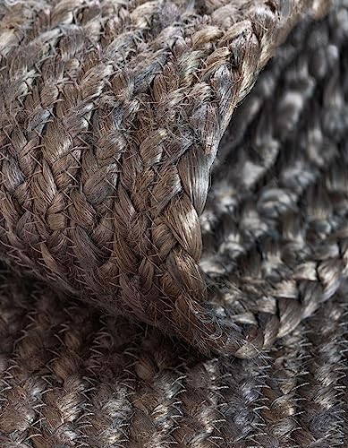 Unique Loom Braided Jute Collection Area Rug - Dhaka (1' 2" x 10' Table Runner, Gray) - color: Grey, size: 1'2" x 10' (Table Runner)