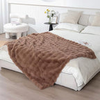 UKELER Soft Faux Fur Throw Blanket Solid Reversible Shaggy Blanket Plush Thick Fluffy Blankets Throws for Bed, Couch, Sofa, Office, Camping 50''x60'' Brown - color: D-brown, size: 50''x60''