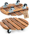 Bamworld14 Inch Wood Plant Caddy with Wheels – Heavy-Duty Plant Dolly with 240 Lbs Capacity, 360° Lockable Wheels for Large Plant Pots, Heavy Objects, Ideal for Indoor and Outdoor Use 2-Pack - size: 14inch- 2pack