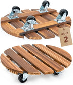 Bamworld14 Inch Wood Plant Caddy with Wheels – Heavy-Duty Plant Dolly with 240 Lbs Capacity, 360° Lockable Wheels for Large Plant Pots, Heavy Objects, Ideal for Indoor and Outdoor Use 2-Pack - size: 14inch- 2pack