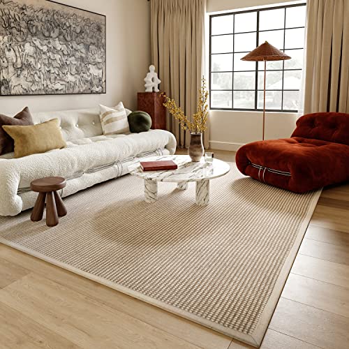 Rugs USA Patricia Ivory, 5' x 8', Solid, Jute & Wool, Soft and Textured, High Traffic, Stain Resistant, Easy Clean, Durable Area Rug for Bedroom, Living Room, Dining Space, Den, Foyer, Entryway - size: 5' x 8' (Rectangular)