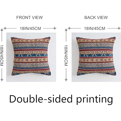 Couch Colorful Stripe Boho Throw Pillow Cover 18X18 Inch Set of 4 Farmhouse Decorative Vintage Pillow Cases Textured Cushion Pillows Covers for Sofa Living Room Bedroom Outdoor Patio Porch - color: Ethnic Weave, size: 18" x 18" (Pack of 4)