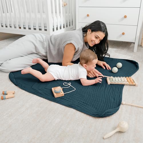 Comfy Cubs Muslin Baby Blanket - Soft, Lightweight, 6-Layer Cotton Swaddle Blankets for Newborns, Infants & Toddlers - 40" x 40" Large, Breathable & Versatile for Sleeping & Tummy Time - Neptune - color: Neptune, size: Baby - 40" X 40"
