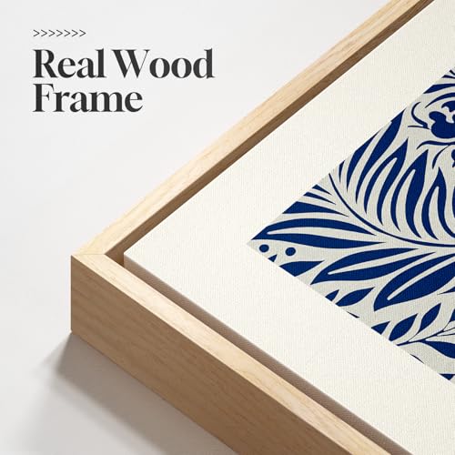 Framed William Morris Wall Art Set of 3, Large Vintage Blue Botanical Floral Canvas Prints, Farmhouse Aesthetic Wall Decor for Living Room Bedroom Hallway Office, 16x24 Inch - color: Blue, size: 16"W x 24" H x 3Pcs