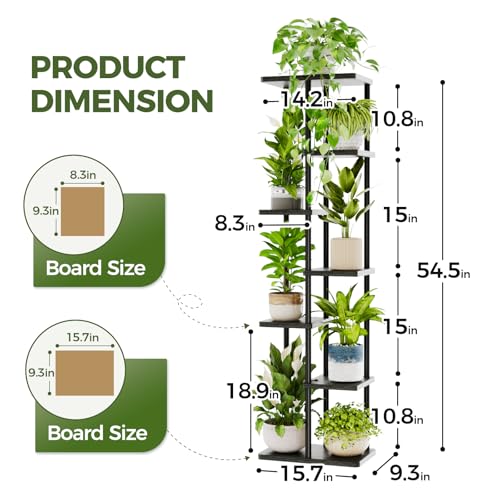 Bamworld Tall Plant Stand Indoor, Corner 7 Tier Metal Plant Shelf for Multiple Plants, Tiered Flower Pot Stands for Patio Garden Balcony Living Room Bedroom, Black - color: Black, size: 7 Tier