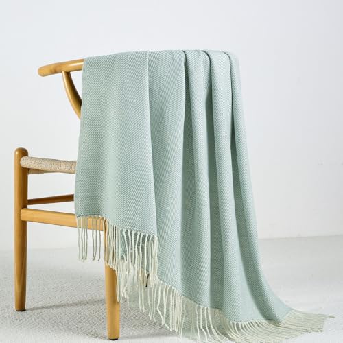 BOURINA Herringbone Throw Blanket,Soft Lightweight Cozy Throw for Bed Couch Decorative Blanket, Aqua 50" x 60" - color: Aqua, size: 50"x60"