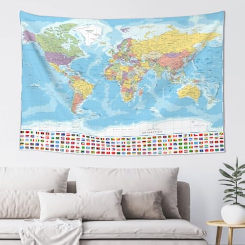 MOUNDHONG World Map Flag Tapestry Wall Hanging, Art Tapestry Retro Wall Art Large Wall Tapestries for Bedroom College Dorm Living Room Decor 40 x 60 in - color: World Map - 10, size: 40"L x 60"W