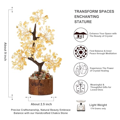 MAIBAOTA Yellow Office Home Decor for Positive Energy Yellow Tree Citrine Crystals Tree of LifeFeng Shui Decor Money Bonsai Trees for Meditation - color: Yellow