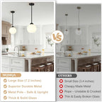 MQMQA 2 Pack Globe Pendant Lights, Mid Century Matte Black Pendant Light Fixtures, Globe Pendant Lights Kitchen Island with Milk Glass Shade Hanging Fixture for Dining Room (Bulbs not Included) - color: Matte Black + Milky White Glass 2 Pack