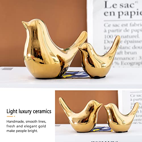 Notakia Small Birds Statues Home Decor Modern Style Decorative Ornaments for Living Room, Bedroom, Office Desktop, Cabinets (4Pcs Gold Birds) - color: 4pcs Gold Birds