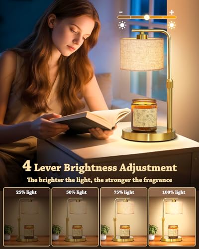 Candle Warmer Lamp with Timer Dimmer, Height Adjustable Candle Wax Warmer Candle Lamp for Jar Candles with 2 Bulbs, House Warming Gift for Home Room Decor, Birthday Gifts for Women Mom (Gold) - color: Gold-upgraded