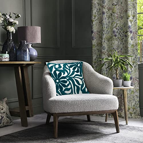 Alysheer Farmhouse Floral Leaves Embroidered Decorative Throw Pillow Cover 18x18 inches, Boho Tufted Flowers Embroidery Pattern Chic Cotton Cushion Case for Couch Bed Sofa Living Room(Teal Blue) - color: Teal Floral, size: 18" x 18" (Pack of 1)