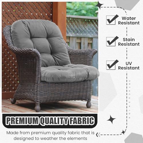 Barydat 3 Pack Wicker Furniture Cushions Waterproof Outdoor/Indoor Tufted Wicker Chair Cushions 1 Loveseat and 2 U-Shape Rattan Chairs for Patio Furniture, Rattan Love Seat, Bench(Gray) - color: Gray