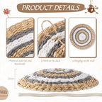 15 Pcs Boho Wall Basket Decor Woven Rattan Seagrass Wall Decor Hanging Rustic Farmhouse Western Art Decoration for Nursery Living Room Bedroom Home Kitchen(Grey White Style) - style: Grey White Style