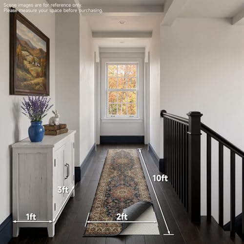 Veken Runner Rug Pad Gripper for Hardwood Floors, Non Slip 2x10 Ft Rug Pads for Area Rugs, Thick Rug Grippers for Tile Floors, Under Carpet Anti Skid Mat, Keep Your Rugs Safe and in Place - size: 2' x 10' (Rectangular), style: White