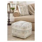 White African Mud Cloth Inspired Pouf, Floor Ottoman Seating, Footrest, Stuffed Comfy Chair, Floor Cushion Accent, 20" X 20" X 14" (1 Piece), 100% Cotton - size: Pouf Ottoman