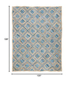 SAFAVIEH Cape Cod Collection 10' x 14' Natural / Blue CAP354A Handmade Flatweave Diamond Braided Jute & Denim Area Rug - color: Natural/Blue, size: 10' x 14' (Rectangular)