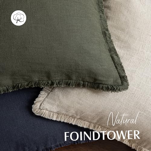 Foindtower Set of 2 Decorative Linen Fringe Throw Pillow Covers Cozy Farmhouse Cushion Cover with Tassels Accent Pillowcase for Couch Chair Sofa Bed Living Room Home Decor,16×16 Inch,Dark Olive Green - color: Rifle Green, size: 16" x 16" (Pack of 2)