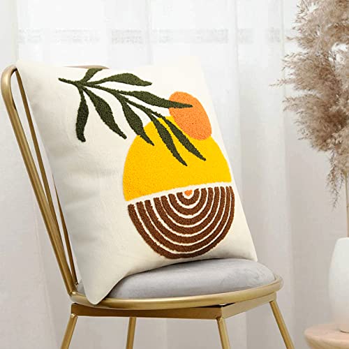 Merrycolor Abstract Boho Sun Throw Pillow Covers 18x18 Mid Century Modern Pillow Covers Boho Pillows Decorative Throw Pillow Case Minimalist Bohemian Aesthetic Pillow Covers for Bed Couch Home,1PC - color: Abstract Sun Plant, size: 18" x 18" (Pack of 1)