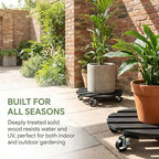 ZXZYHFTY Round Wooden Plant Stand with Wheels, 2 Packs Rolling Plant Stand with 360°Lockable Wheels for Vertical Garden Towers, Vertical Planting Tanks, Plant Pots, Wastebaskets (Black, 12") - color: Black, size: 12"