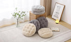 Large Floor Pillow Meditation Cushion Round Floor Cushions for Adults,Luxury Faux Fur Thick Floor Pillows for Sitting Put in Living Room Balcony Outdoor Tatami（Grey）
