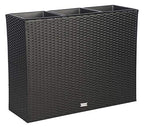 SAFAVIEH Outdoor - Rita Black Wicker 3-Tier Plant Stand with Baskets, Vertical Flower Rack Planter Shelf for Patio, Balcony, Garden, 32.28"W x 11.02"D x 24.8"H (PAT7705A) - color: Black